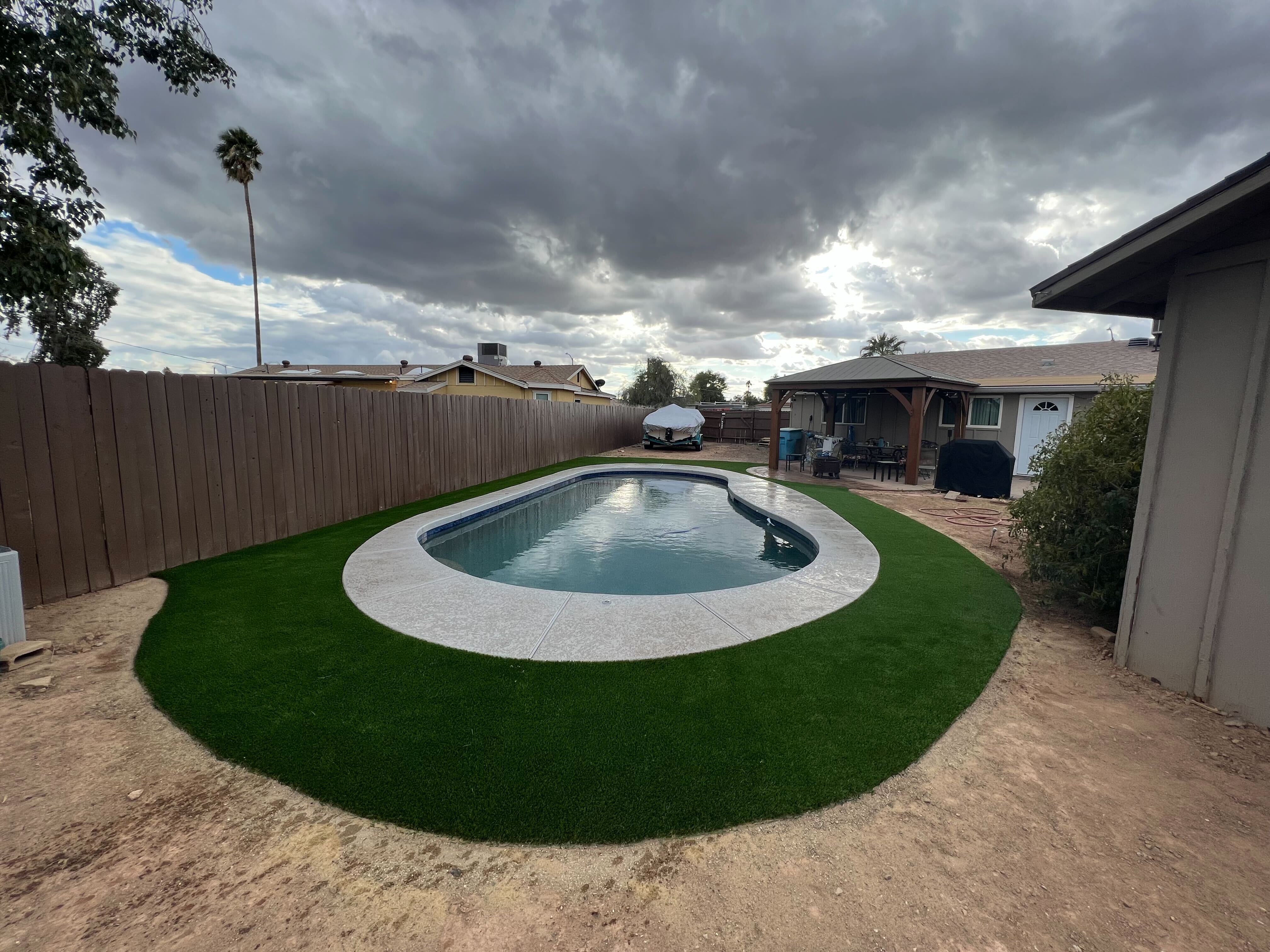 Artificial turf installation at a Mesa Arizona home